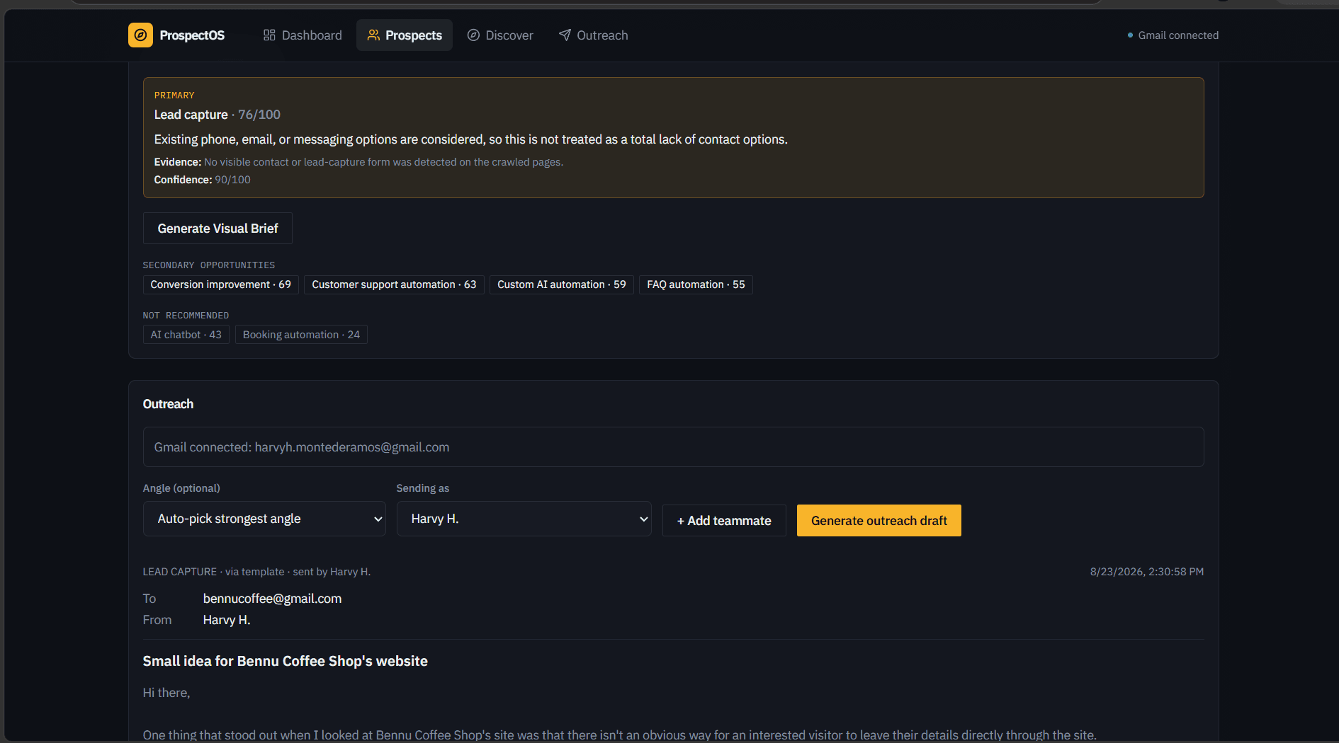 Prospectos Gmail-connected evidence-based outreach draft awaiting approval